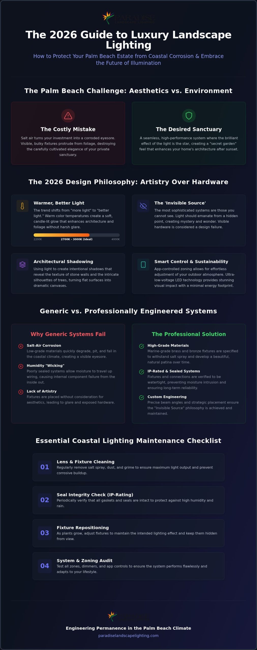 LED Landscape Lighting Maintenance in Palm Beach: 2026 Trends & Coastal Care