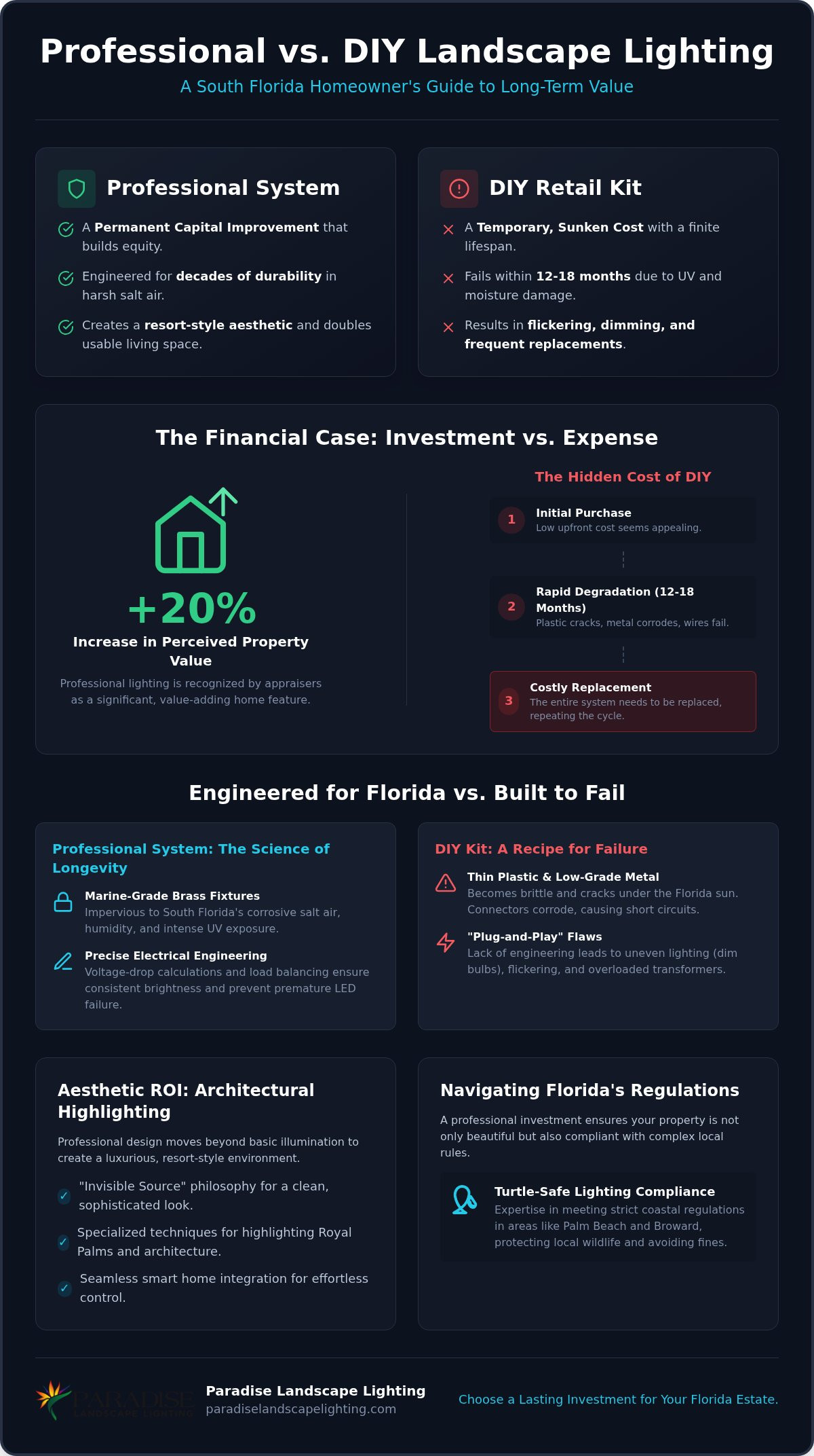 Professional vs DIY Landscape Lighting Cost in Florida: ROI & Value Guide