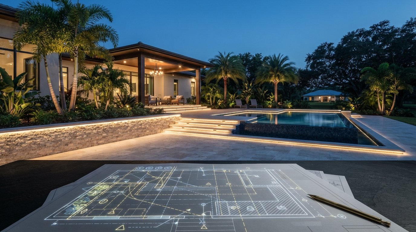 Hardscape Lighting Design in Southwest Ranches With CAD Plans