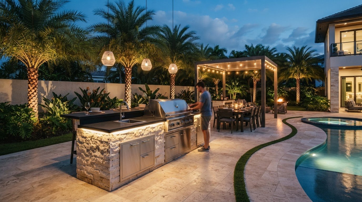 Landscape Lighting for Outdoor Kitchens in Boca Raton